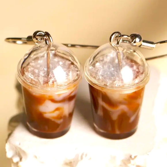 Iced coffee dangling earrings NWT - Picture 1 of 6